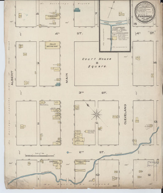 Sanborn Fire Insurance Map from Sundance, Crook County, Wyoming (1885), Sheet #0001 - Historic Sanborn Fire Insurance Map Print, vintage old map wall art, antique decor, genealogy gift, Wyoming Wyoming map
