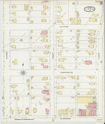 Sanborn Fire Insurance Map from Tipton, Tipton County, Indiana (1896), Sheet #0005 - Historic Sanborn Fire Insurance Map Print, vintage old map wall art, antique decor, genealogy gift, Indiana Indiana map