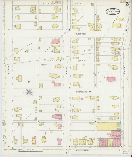 Sanborn Fire Insurance Map from Tipton, Tipton County, Indiana (1896), Sheet #0005 - Historic Sanborn Fire Insurance Map Print, vintage old map wall art, antique decor, genealogy gift, Indiana Indiana map