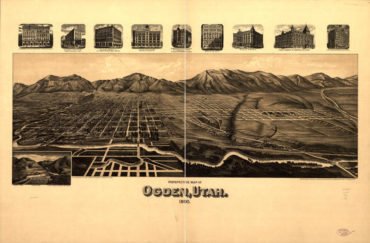 Perspective map of Ogden, Utah 1890. (1890) – Historic Bird’s-Eye View Panorama Print