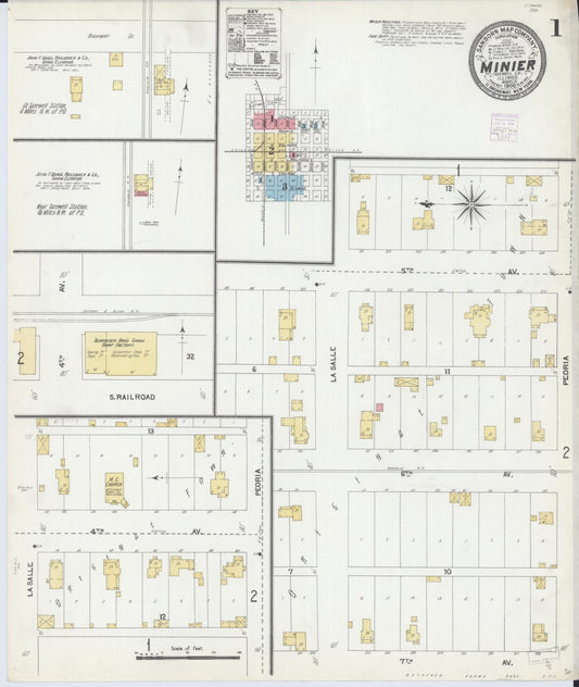 Sanborn Fire Insurance Map from Minier, Tazewell County, Illinois (1906), Sheet #0001 - Historic Sanborn Fire Insurance Map Print, vintage old map wall art, antique decor, genealogy gift, Illinois Illinois map