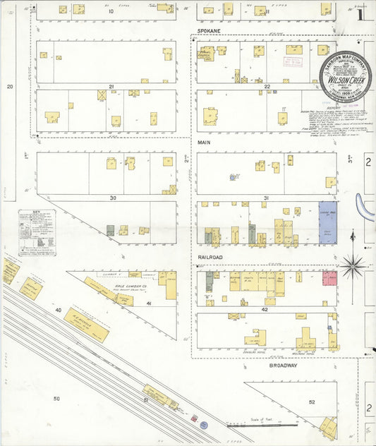 Sanborn Fire Insurance Map from Wilson Creek, Grant County, Washington (1909), Sheet #0001 - Historic Sanborn Fire Insurance Map Print, vintage old map wall art, antique decor, genealogy gift, Washington Washington map