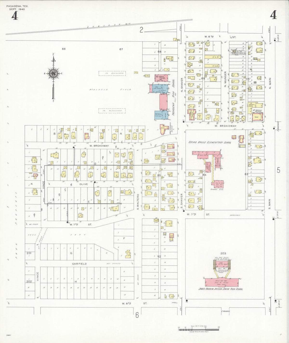 Sanborn Fire Insurance Map from Pasadena, Harris County, Texas (1940), Sheet #0004 - Complete Map Set gallery image, historic Sanborn map, vintage wall art, Texas Texas