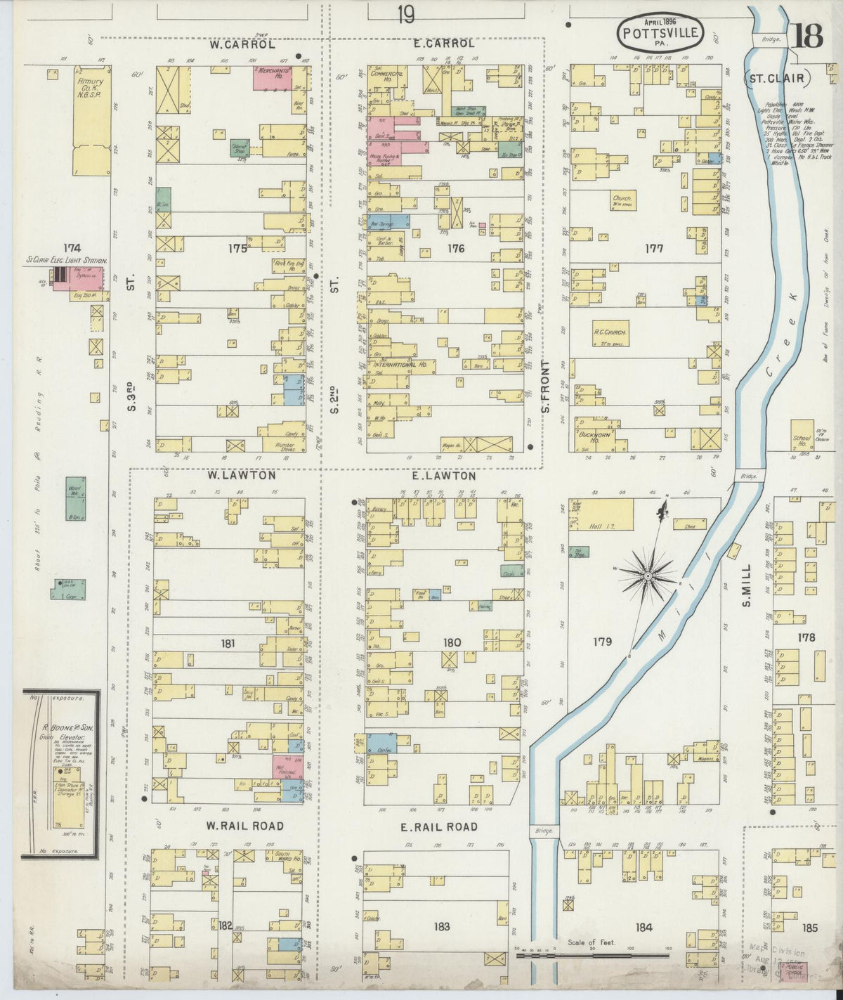 Sanborn Fire Insurance Map from Pottsville, Schuylkill County, Pennsylvania (1895), Sheet #0018 - Historic Sanborn Fire Insurance Map Print, vintage old map wall art, antique decor, genealogy gift, Pennsylvania Pennsylvania map