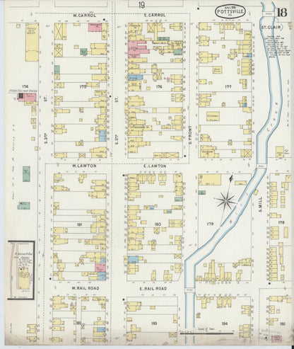 Sanborn Fire Insurance Map from Pottsville, Schuylkill County, Pennsylvania (1895), Sheet #0018 - Historic Sanborn Fire Insurance Map Print, vintage old map wall art, antique decor, genealogy gift, Pennsylvania Pennsylvania map