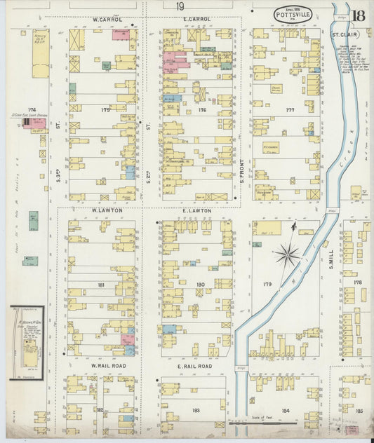 Sanborn Fire Insurance Map from Pottsville, Schuylkill County, Pennsylvania (1895), Sheet #0018 - Historic Sanborn Fire Insurance Map Print, vintage old map wall art, antique decor, genealogy gift, Pennsylvania Pennsylvania map