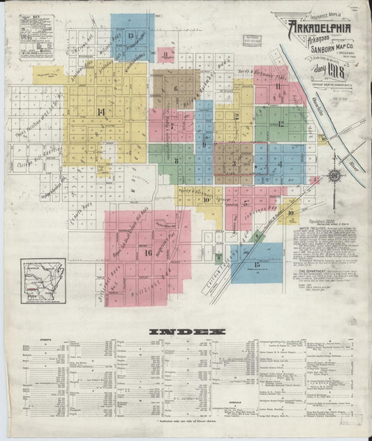 Sanborn Fire Insurance Map from Arkadelphia, Clark County, Arkansas (1918), Sheet #0001 - Complete Map Set gallery image, historic Sanborn map, vintage wall art, Arkansas Arkansas