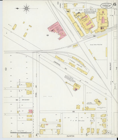 Sanborn Fire Insurance Map from Findlay, Hancock County, Ohio (1901), Sheet #0006 - Historic Sanborn Fire Insurance Map Print, vintage old map wall art, antique decor, genealogy gift, Ohio Ohio map