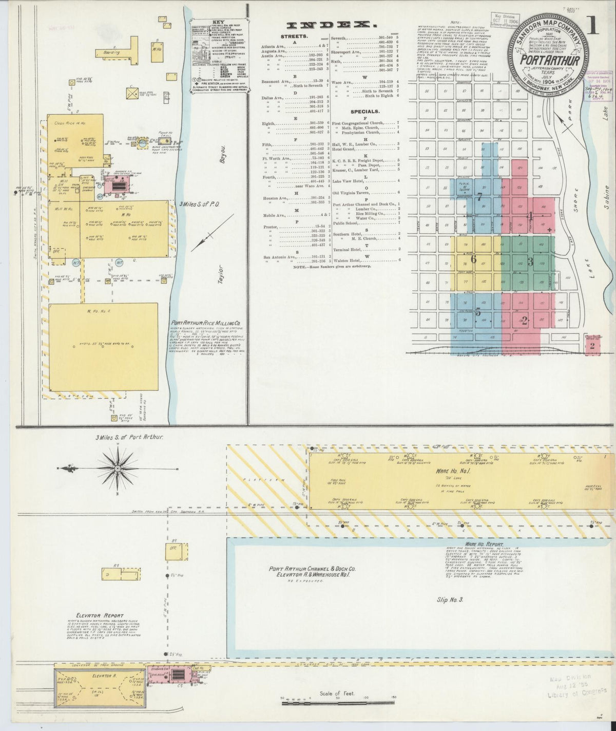 Sanborn Fire Insurance Map from Port Arthur, Jefferson County, Texas (1904), Sheet #0001 - Historic Sanborn Fire Insurance Map Print, vintage old map wall art, antique decor, genealogy gift, Texas Texas map