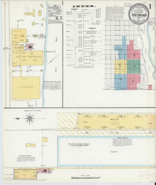 Sanborn Fire Insurance Map from Port Arthur, Jefferson County, Texas (1904), Sheet #0001 - Historic Sanborn Fire Insurance Map Print, vintage old map wall art, antique decor, genealogy gift, Texas Texas map