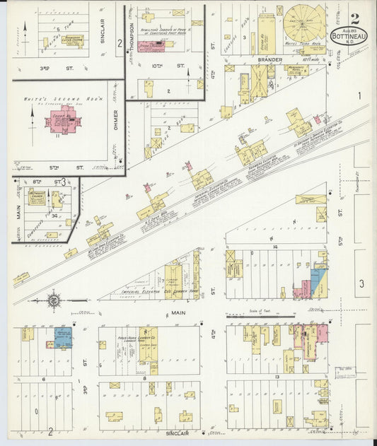 Sanborn Fire Insurance Map from Bottineau, Bottineau County, North Dakota (1913), Sheet #0002 - Historic Sanborn Fire Insurance Map Print, vintage old map wall art, antique decor, genealogy gift, North Dakota North Dakota map