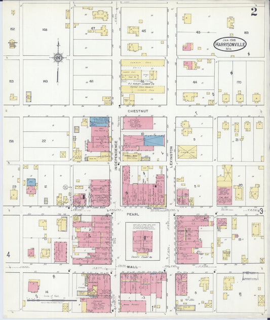 Sanborn Fire Insurance Map from Harrisonville, Cass County, Missouri (1918), Sheet #0002 - Historic Sanborn Fire Insurance Map Print, vintage old map wall art, antique decor, genealogy gift, Missouri Missouri map