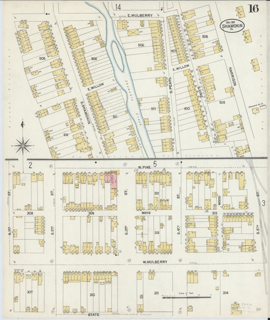 Sanborn Fire Insurance Map from Shamokin, Northumberland County, Pennsylvania (1901), Sheet #0016 - Historic Sanborn Fire Insurance Map Print, vintage old map wall art, antique decor, genealogy gift, Pennsylvania Pennsylvania map