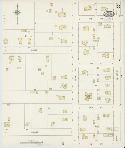 Sanborn Fire Insurance Map from Jennings, Jefferson Davis Parish, Louisiana (1915), Sheet #0003 - Complete Map Set gallery image, historic Sanborn map, vintage wall art, Louisiana Louisiana