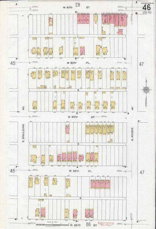Sanborn Fire Insurance Map from Chicago, Cook County, Illinois (1920), Sheet #0046 - Historic Sanborn Fire Insurance Map Print, vintage old map wall art, antique decor, genealogy gift, Illinois Illinois map