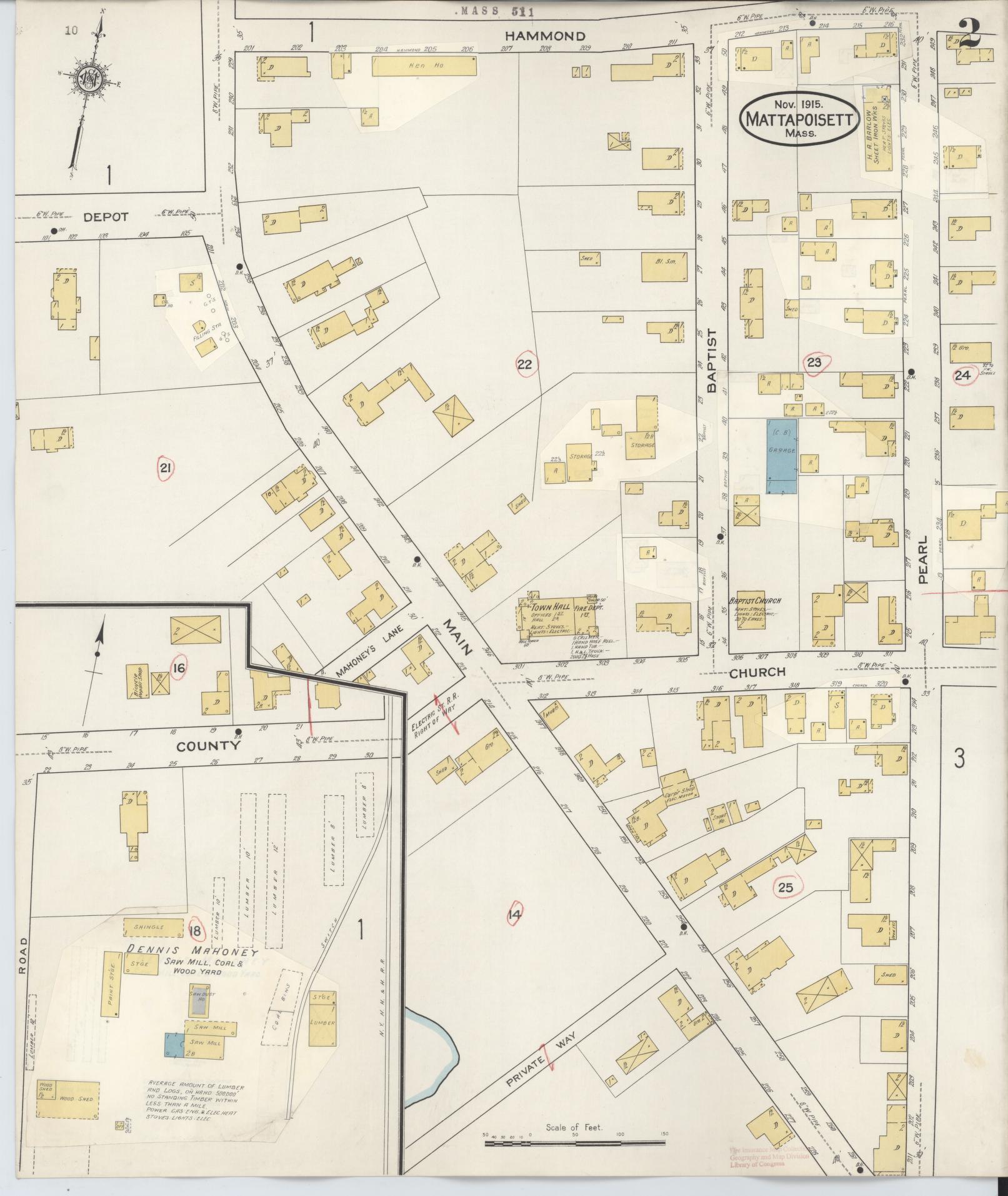 Sanborn Fire Insurance Map from Mattapoisett, Plymouth County, Massachusetts (1931), Sheet #0002 - Historic Sanborn Fire Insurance Map Print, vintage old map wall art, antique decor, genealogy gift, Massachusetts Massachusetts map