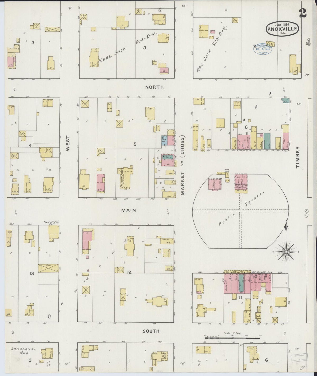Sanborn Fire Insurance Map from Knoxville, Knox County, Illinois (1894), Sheet #0002 - Complete Map Set gallery image, historic Sanborn map, vintage wall art, Illinois Illinois