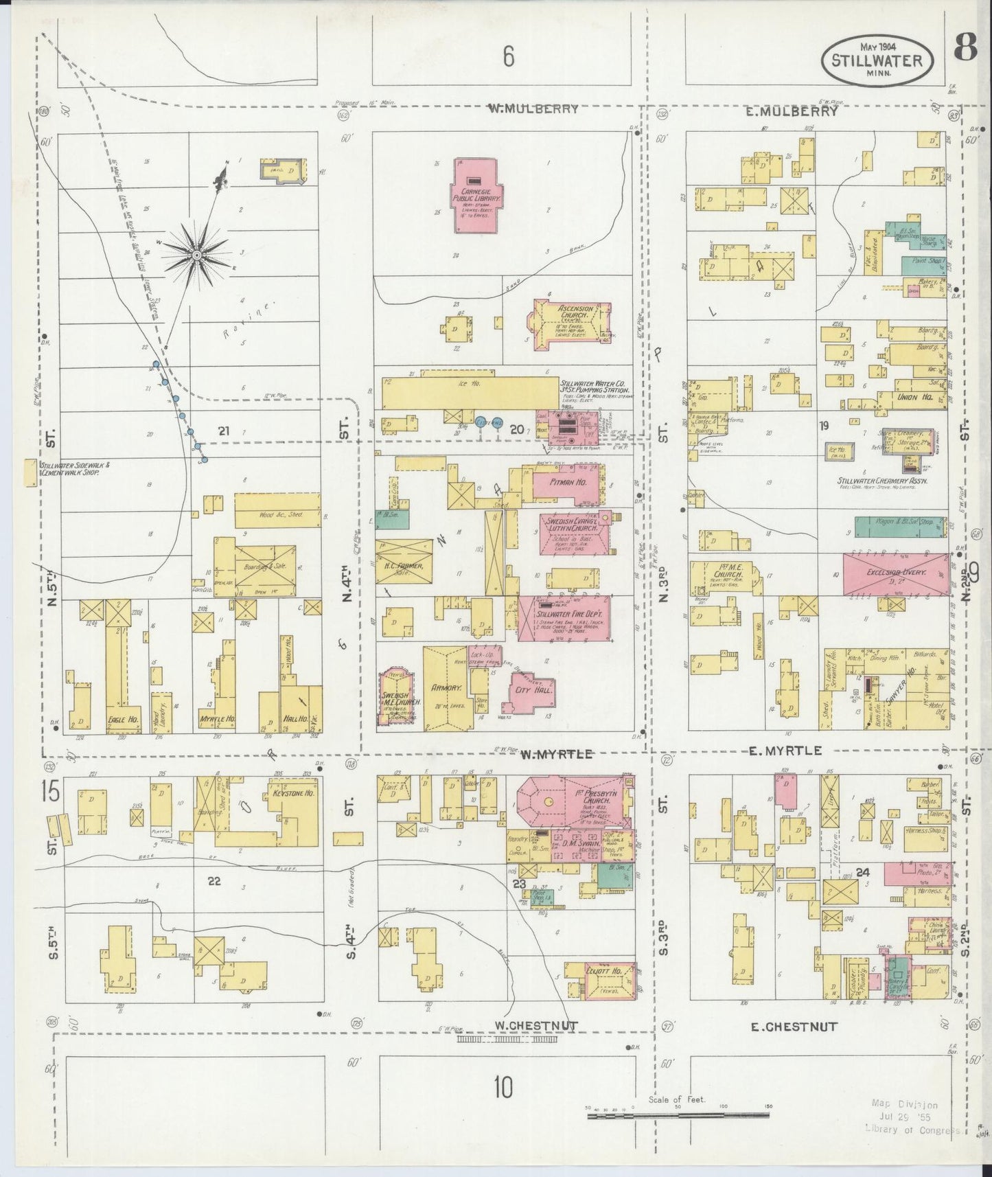Sanborn Fire Insurance Map from Stillwater, Washington County, Minnesota (1904), Sheet #0008 - Complete Map Set gallery image, historic Sanborn map, vintage wall art, Minnesota Minnesota