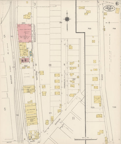 Sanborn Fire Insurance Map from Chehalis, Lewis County, Washington (1912), Sheet #0006 - Complete Map Set gallery image, historic Sanborn map, vintage wall art, Washington Washington