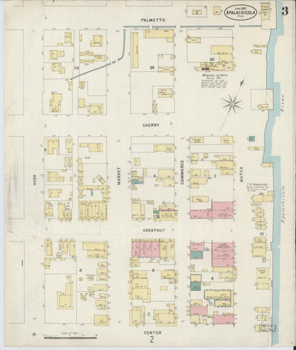 Sanborn Fire Insurance Map from Apalachicola, Franklin County, Florida (1897), Sheet #0003 - Complete Map Set gallery image, historic Sanborn map, vintage wall art, Florida Florida