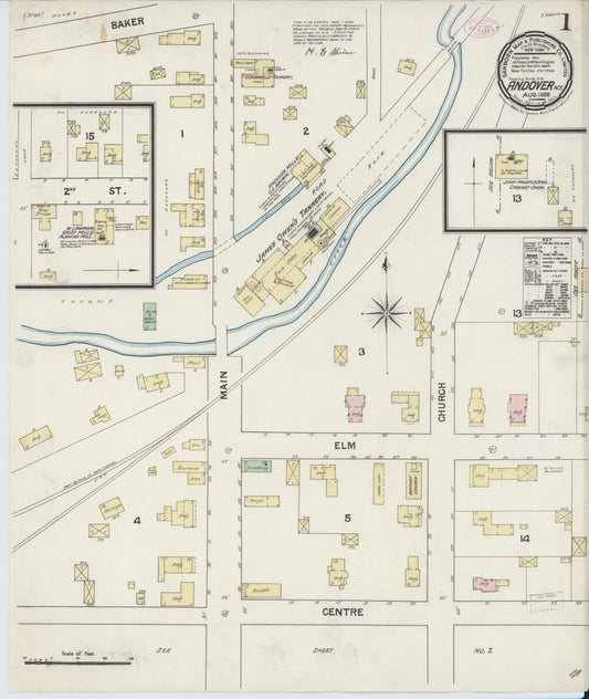 Sanborn Fire Insurance Map from Andover, Allegany County, New York (1888), Sheet #0001 - Historic Sanborn Fire Insurance Map Print, vintage old map wall art, antique decor, genealogy gift, New York New York map