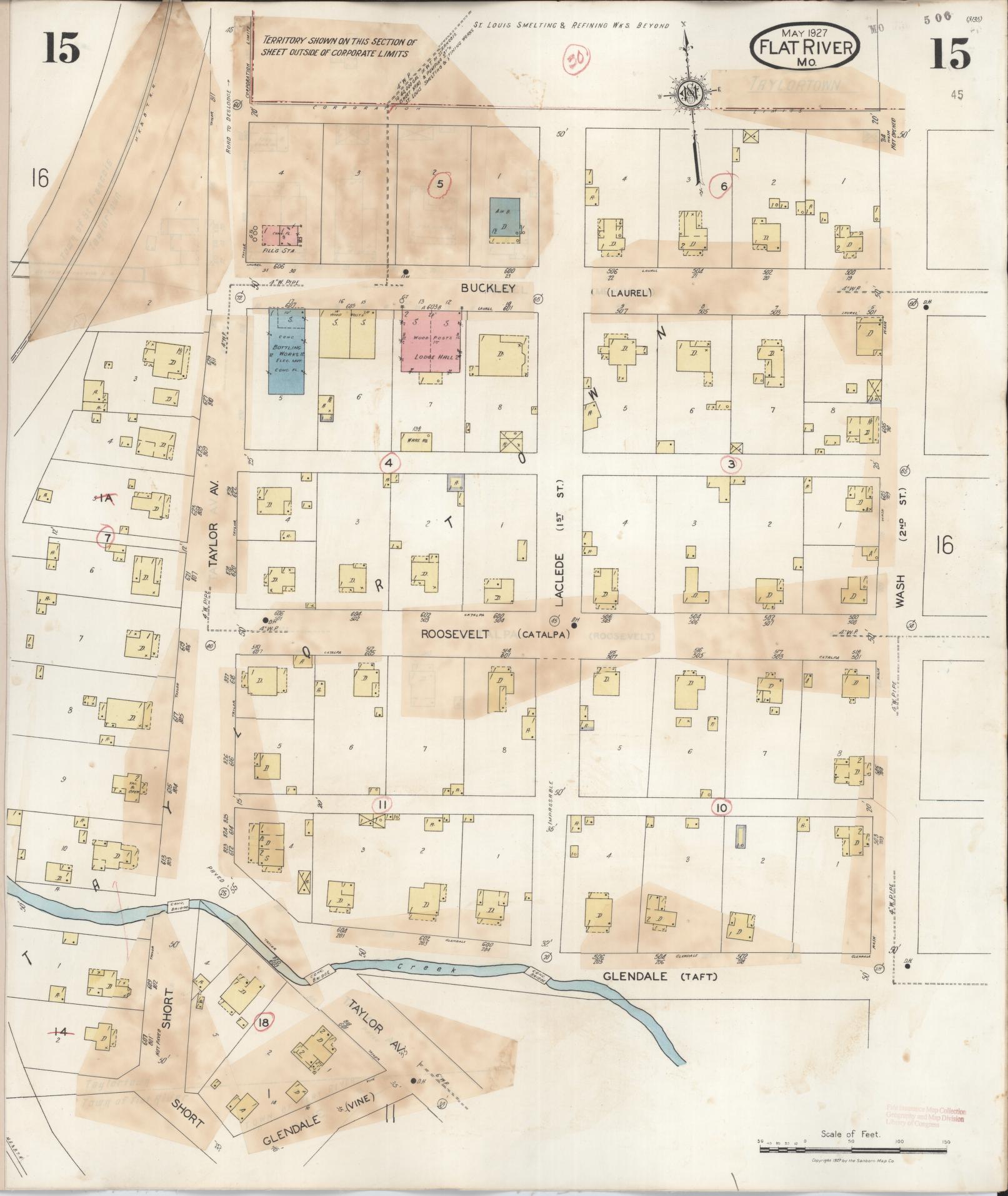 Sanborn Fire Insurance Map from Flat River, Saint Francois County, Missouri (1938), Sheet #0015 - Historic Sanborn Fire Insurance Map Print, vintage old map wall art, antique decor, genealogy gift, Missouri Missouri map