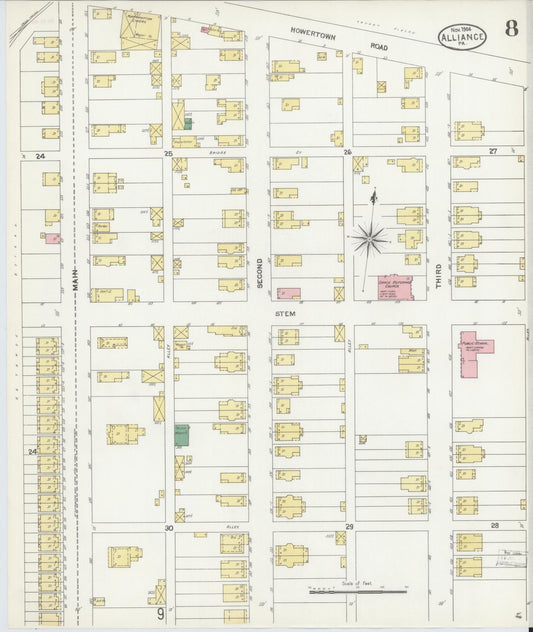 Sanborn Fire Insurance Map from Alliance, Northampton County, Pennsylvania (1904), Sheet #0008 - Historic Sanborn Fire Insurance Map Print, vintage old map wall art, antique decor, genealogy gift, Pennsylvania Pennsylvania map