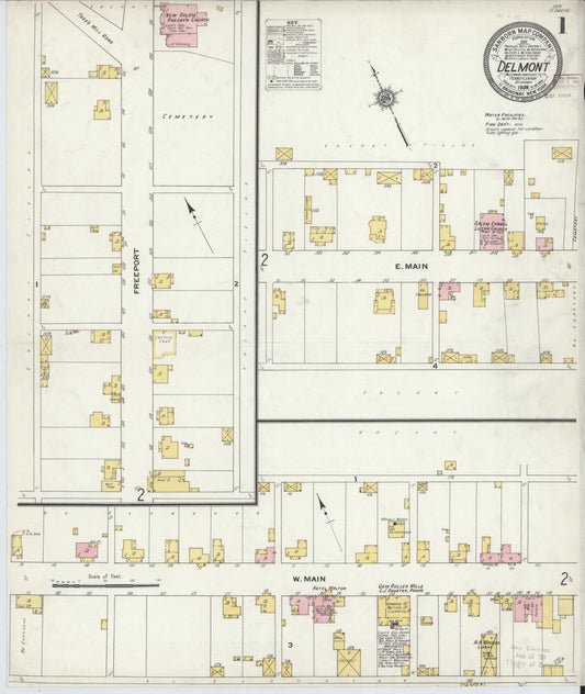 Sanborn Fire Insurance Map from Delmont, Westmoreland County, Pennsylvania (1909), Sheet #0001 - Historic Sanborn Fire Insurance Map Print, vintage old map wall art, antique decor, genealogy gift, Pennsylvania Pennsylvania map