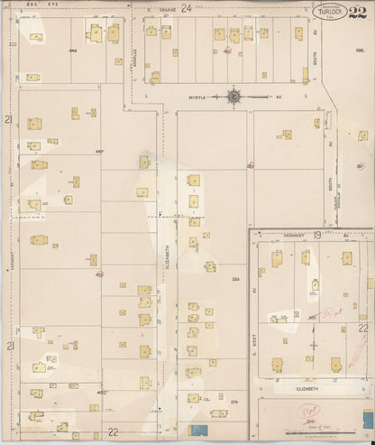Sanborn Fire Insurance Map from Turlock, Stanislaus County, California (1943), Sheet #0022 - Complete Map Set gallery image, historic Sanborn map, vintage wall art, California California