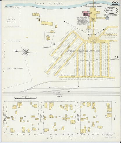 Sanborn Fire Insurance Map from Stillwater, Washington County, Minnesota (1898), Sheet #0022 - Historic Sanborn Fire Insurance Map Print, vintage old map wall art, antique decor, genealogy gift, Minnesota Minnesota map