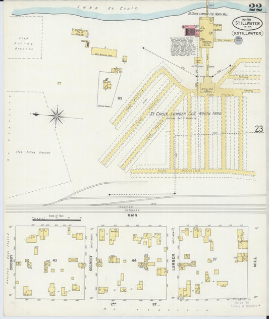 Sanborn Fire Insurance Map from Stillwater, Washington County, Minnesota (1898), Sheet #0022 - Historic Sanborn Fire Insurance Map Print, vintage old map wall art, antique decor, genealogy gift, Minnesota Minnesota map