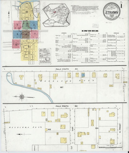 Sanborn Fire Insurance Map from Strawn, Palo Pinto County, Texas (1920), Sheet #0001 - Complete Map Set gallery image, historic Sanborn map, vintage wall art, Texas Texas