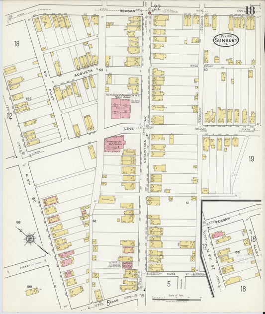 Sanborn Fire Insurance Map from Sunbury, Northumberland County, Pennsylvania (1918), Sheet #0018 - Historic Sanborn Fire Insurance Map Print, vintage old map wall art, antique decor, genealogy gift, Pennsylvania Pennsylvania map