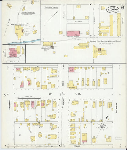 Sanborn Fire Insurance Map from Mount Carmel, Wabash County, Illinois (1902), Sheet #0006 - Complete Map Set gallery image, historic Sanborn map, vintage wall art, Illinois Illinois