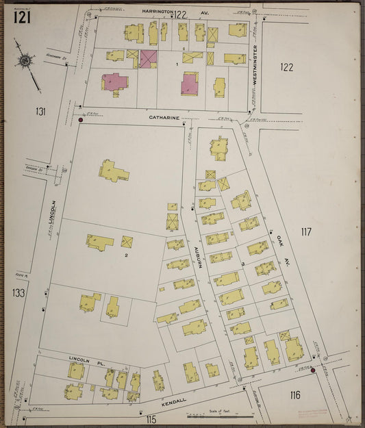 Sanborn Fire Insurance Map from Worcester, Worcester County, Massachusetts (1910), Sheet #0121 - Historic Sanborn Fire Insurance Map Print, vintage old map wall art, antique decor, genealogy gift, Massachusetts Massachusetts map