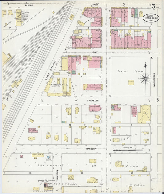 Sanborn Fire Insurance Map from Roodhouse, Greene County, Illinois (1906), Sheet #0005 - Historic Sanborn Fire Insurance Map Print, vintage old map wall art, antique decor, genealogy gift, Illinois Illinois map