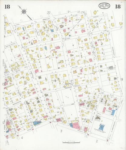 Sanborn Fire Insurance Map from Del Rio, Val Verde County, Texas (1930), Sheet #0018 - Historic Sanborn Fire Insurance Map Print, vintage old map wall art, antique decor, genealogy gift, Texas Texas map