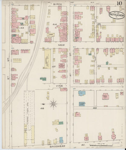 Sanborn Fire Insurance Map from Bethlehem, Northampton And Lehigh Counties, Pennsylvania (1885), Sheet #0010 - Complete Map Set gallery image, historic Sanborn map, vintage wall art, Pennsylvania Pennsylvania