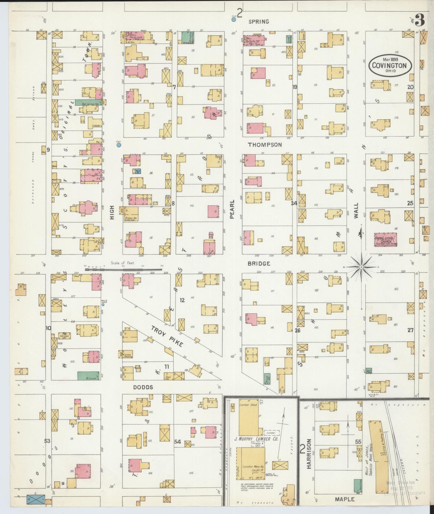 Sanborn Fire Insurance Map from Covington, Miami County, Ohio (1899), Sheet #0003 - Historic Sanborn Fire Insurance Map Print, vintage old map wall art, antique decor, genealogy gift, Ohio Ohio map
