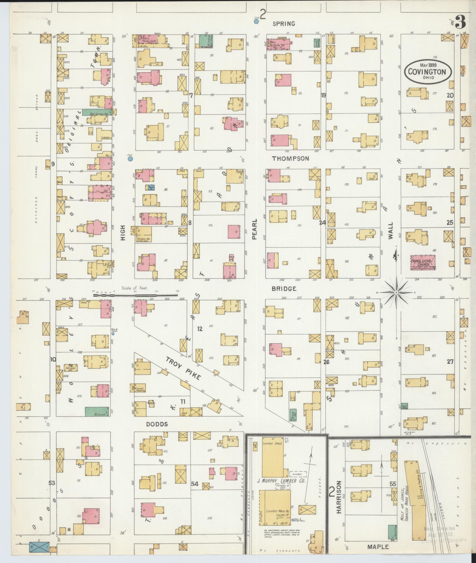 Sanborn Fire Insurance Map from Covington, Miami County, Ohio (1899), Sheet #0003 - Historic Sanborn Fire Insurance Map Print, vintage old map wall art, antique decor, genealogy gift, Ohio Ohio map