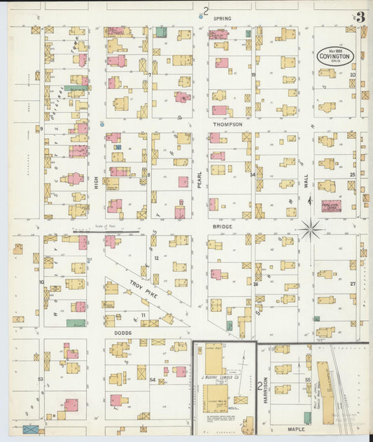 Sanborn Fire Insurance Map from Covington, Miami County, Ohio (1899), Sheet #0003 - Historic Sanborn Fire Insurance Map Print, vintage old map wall art, antique decor, genealogy gift, Ohio Ohio map