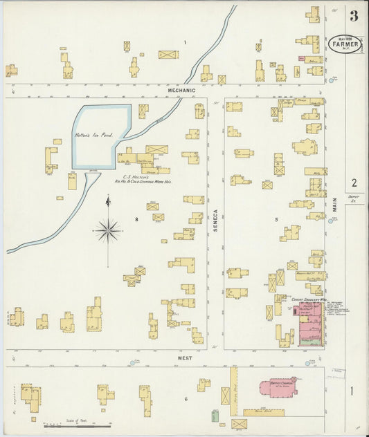 Sanborn Fire Insurance Map from Farmer, Seneca County, New York (1898), Sheet #0003 - Historic Sanborn Fire Insurance Map Print, vintage old map wall art, antique decor, genealogy gift, New York New York map