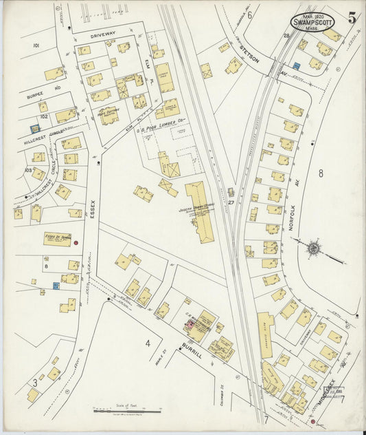 Sanborn Fire Insurance Map from Swampscott, Essex County, Massachusetts (1920), Sheet #0005 - Historic Sanborn Fire Insurance Map Print, vintage old map wall art, antique decor, genealogy gift, Massachusetts Massachusetts map