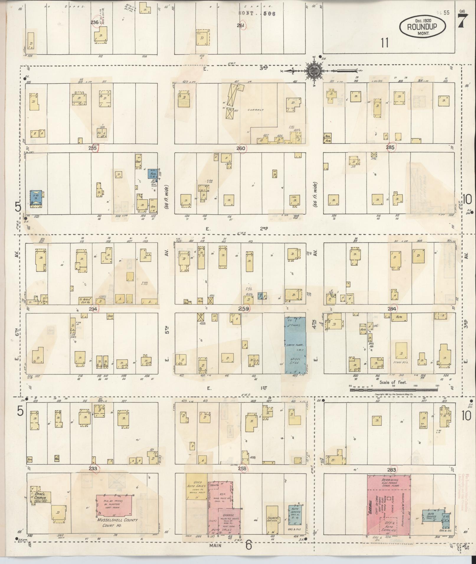 Sanborn Fire Insurance Map from Roundup, Musselshell County, Montana (1944), Sheet #0007 - Complete Map Set gallery image, historic Sanborn map, vintage wall art, Montana Montana