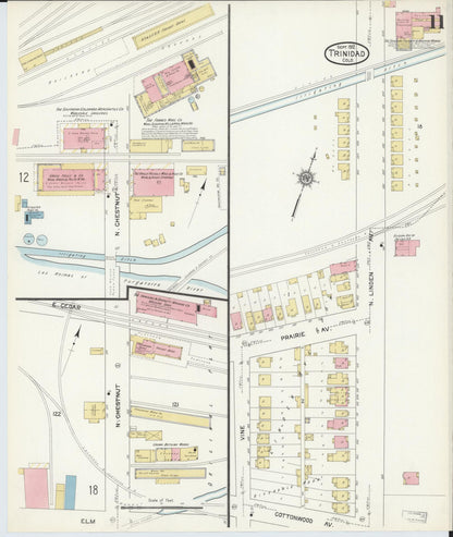 Sanborn Fire Insurance Map from Trinidad, Las Animas County, Colorado (1912), Sheet #0011 - Complete Map Set gallery image, historic Sanborn map, vintage wall art, Colorado Colorado