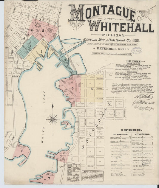 Sanborn Fire Insurance Map from Montague, Muskegon County, Michigan (1883), Sheet #0001 - Complete Map Set gallery image, historic Sanborn map, vintage wall art, Michigan Michigan