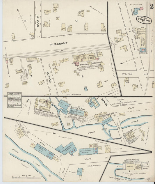 Sanborn Fire Insurance Map from Phelps, Ontario County, New York (1884), Sheet #0002 - Historic Sanborn Fire Insurance Map Print, vintage old map wall art, antique decor, genealogy gift, New York New York map