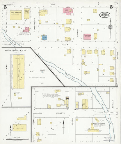 Sanborn Fire Insurance Map from Snyder, Scurry County, Texas (1927), Sheet #0005 - Historic Sanborn Fire Insurance Map Print, vintage old map wall art, antique decor, genealogy gift, Texas Texas map