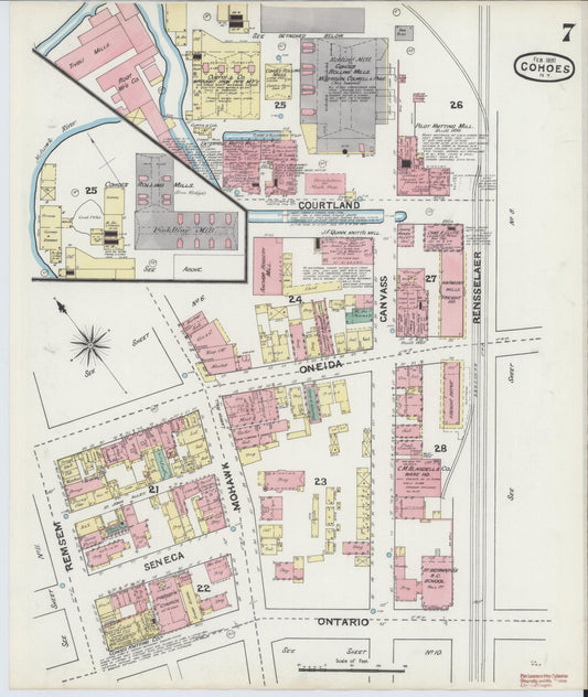 Sanborn Fire Insurance Map from Cohoes, Albany County, New York (1891), Sheet #0007 - Historic Sanborn Fire Insurance Map Print, vintage old map wall art, antique decor, genealogy gift, New York New York map