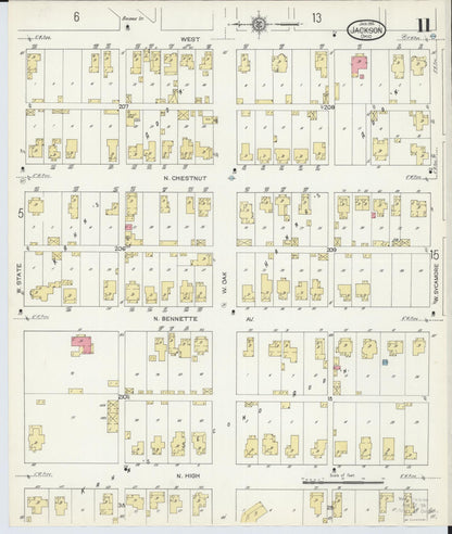 Sanborn Fire Insurance Map from Jackson, Jackson County, Ohio (1914), Sheet #0011 - Complete Map Set gallery image, historic Sanborn map, vintage wall art, Ohio Ohio